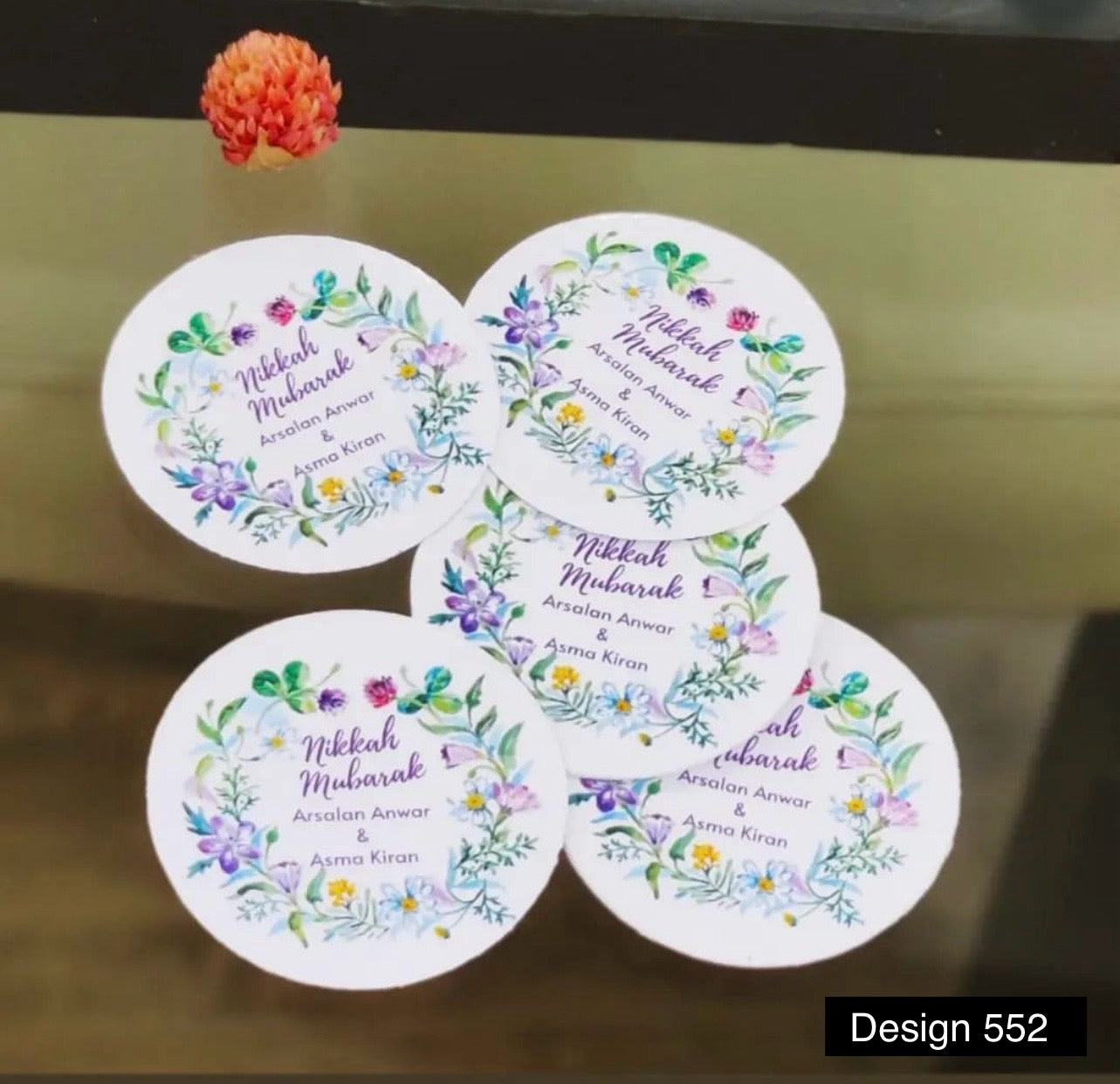 Round sticker / Nikkah tag card design 552