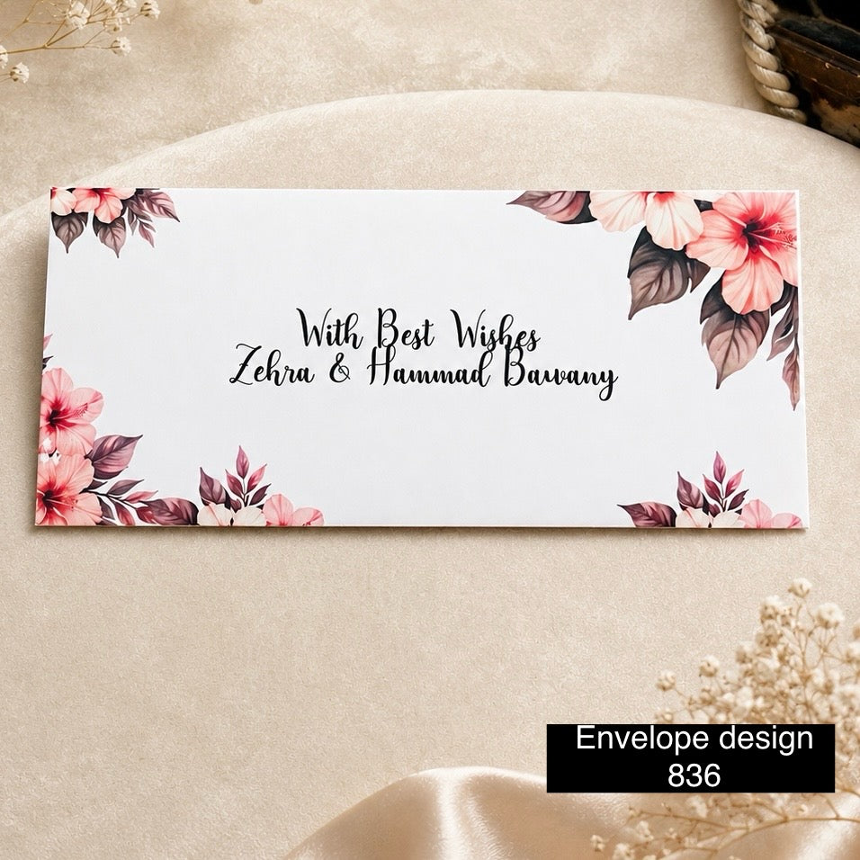 Floral Money Envelope Design 836– 7x3 Inch