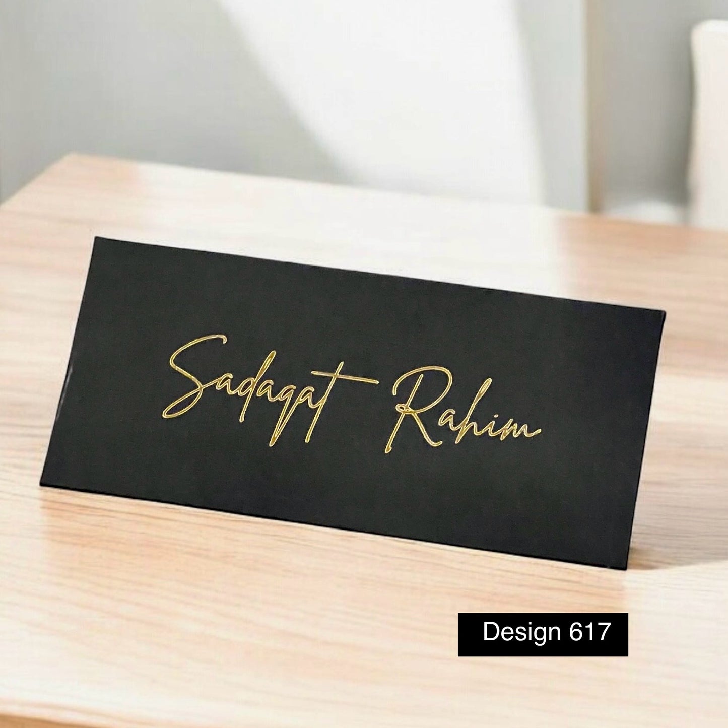 Black foil Envelope with golden font design 617