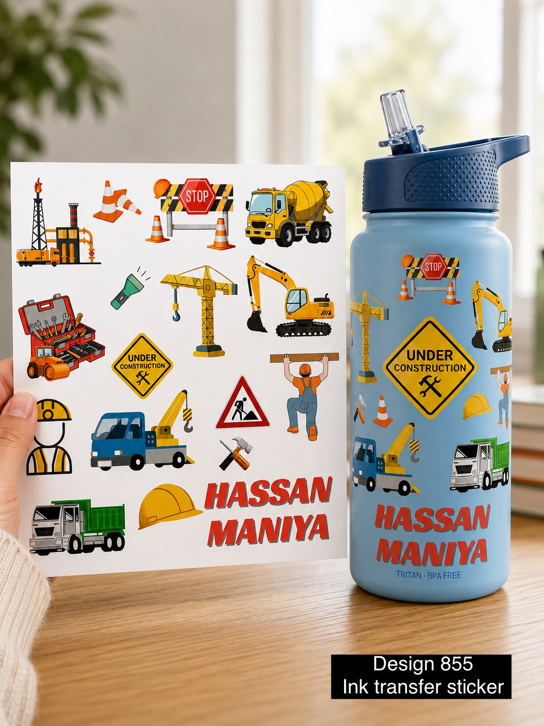 Construction theme ink Transfer Sticker 3D design 855