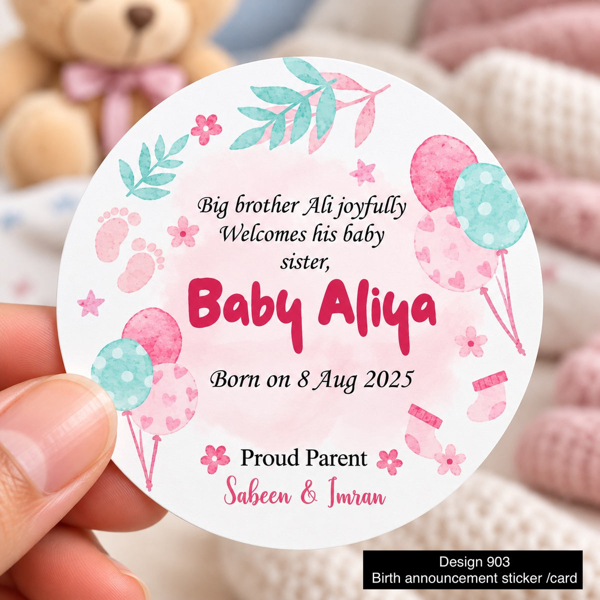 Birth Announcement sticker / Card 903