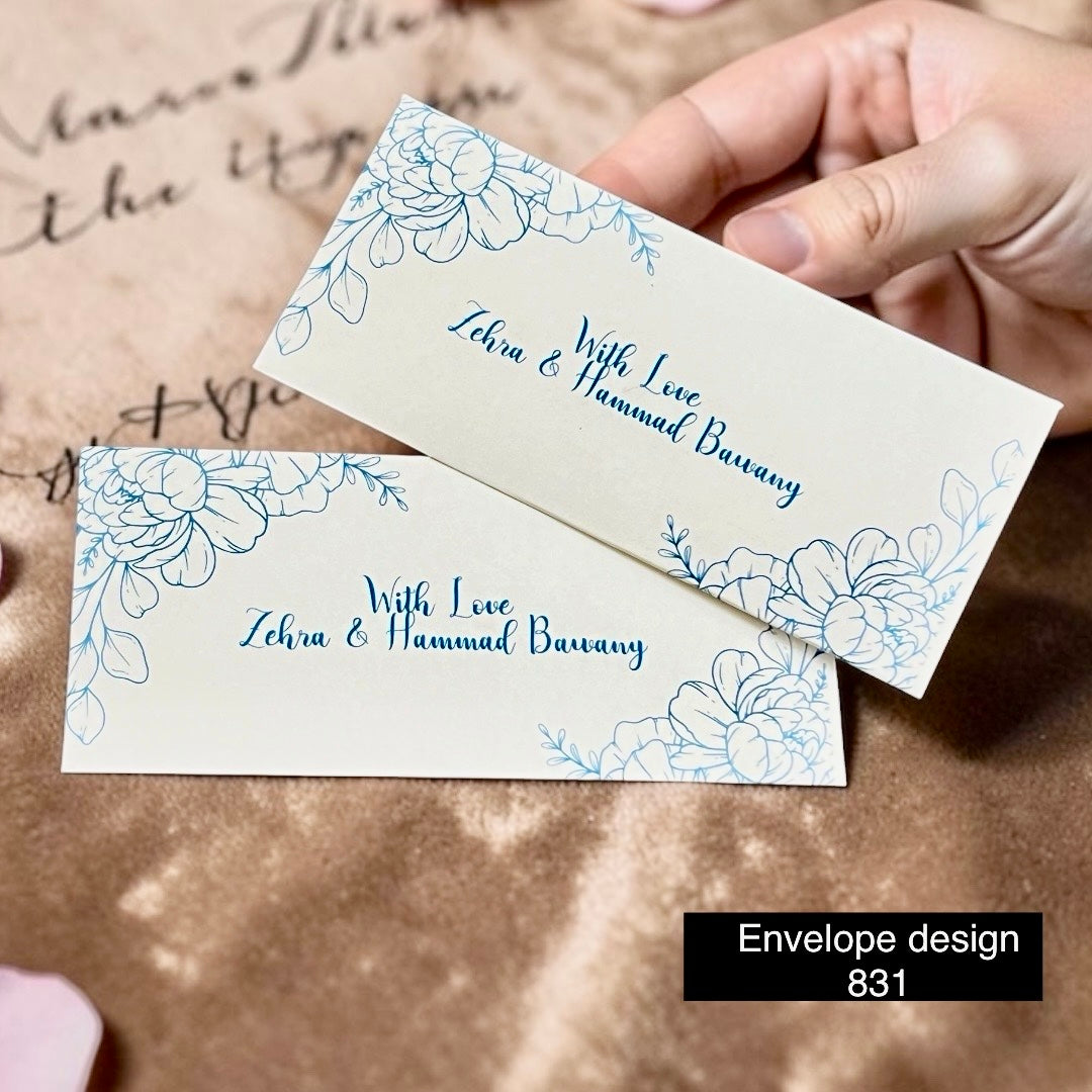 Floral Money Envelope Design 831– 7x3 Inch