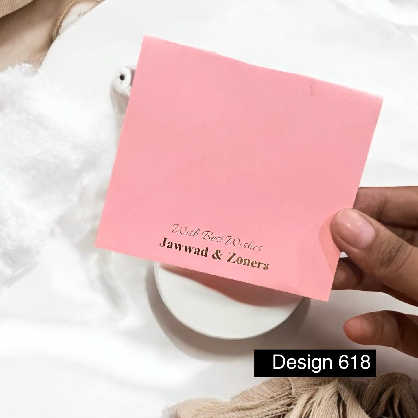 Light pink Envelope with golden font Design 618-s