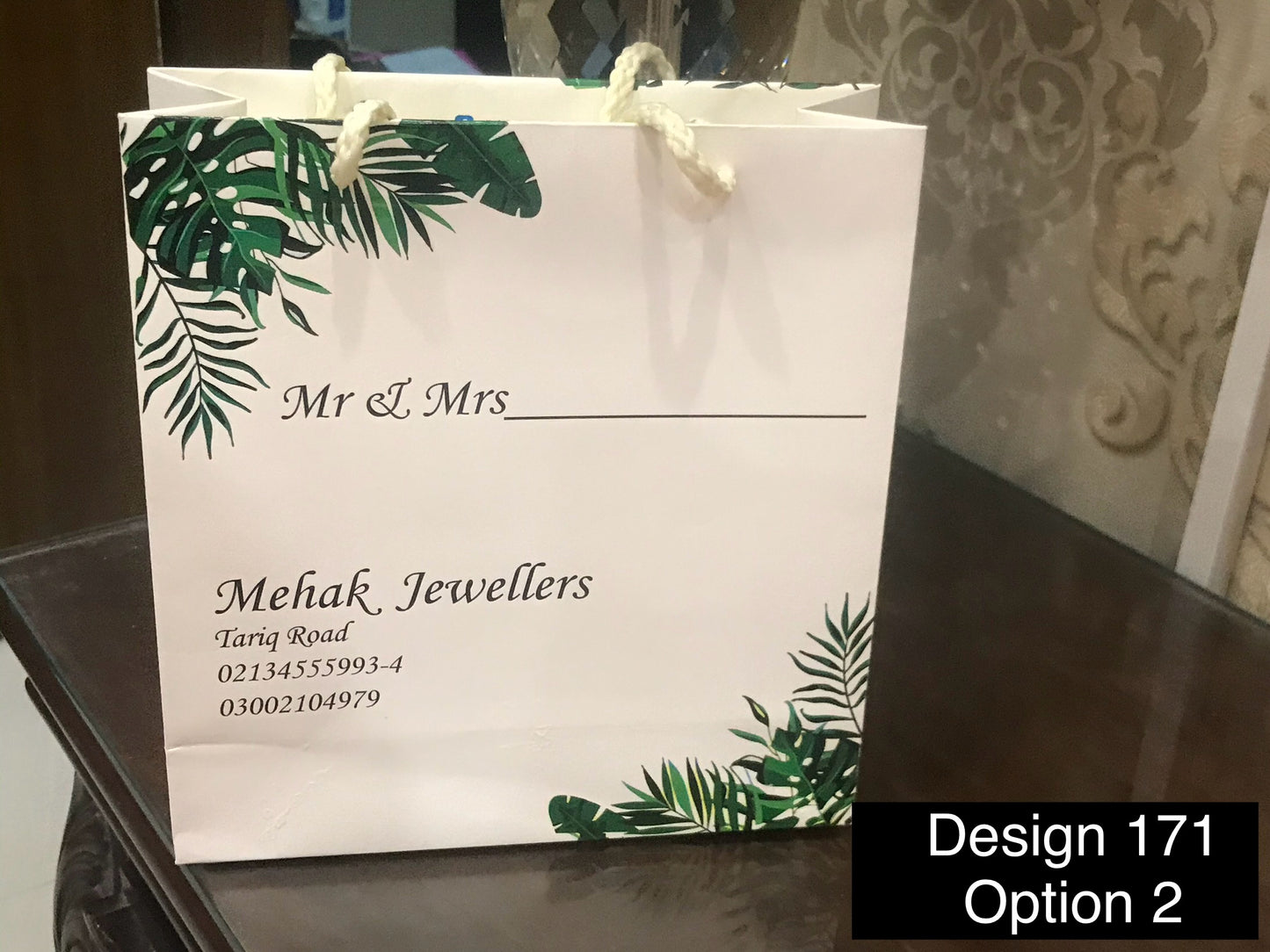 Green leaves both sides Gift bag design 171