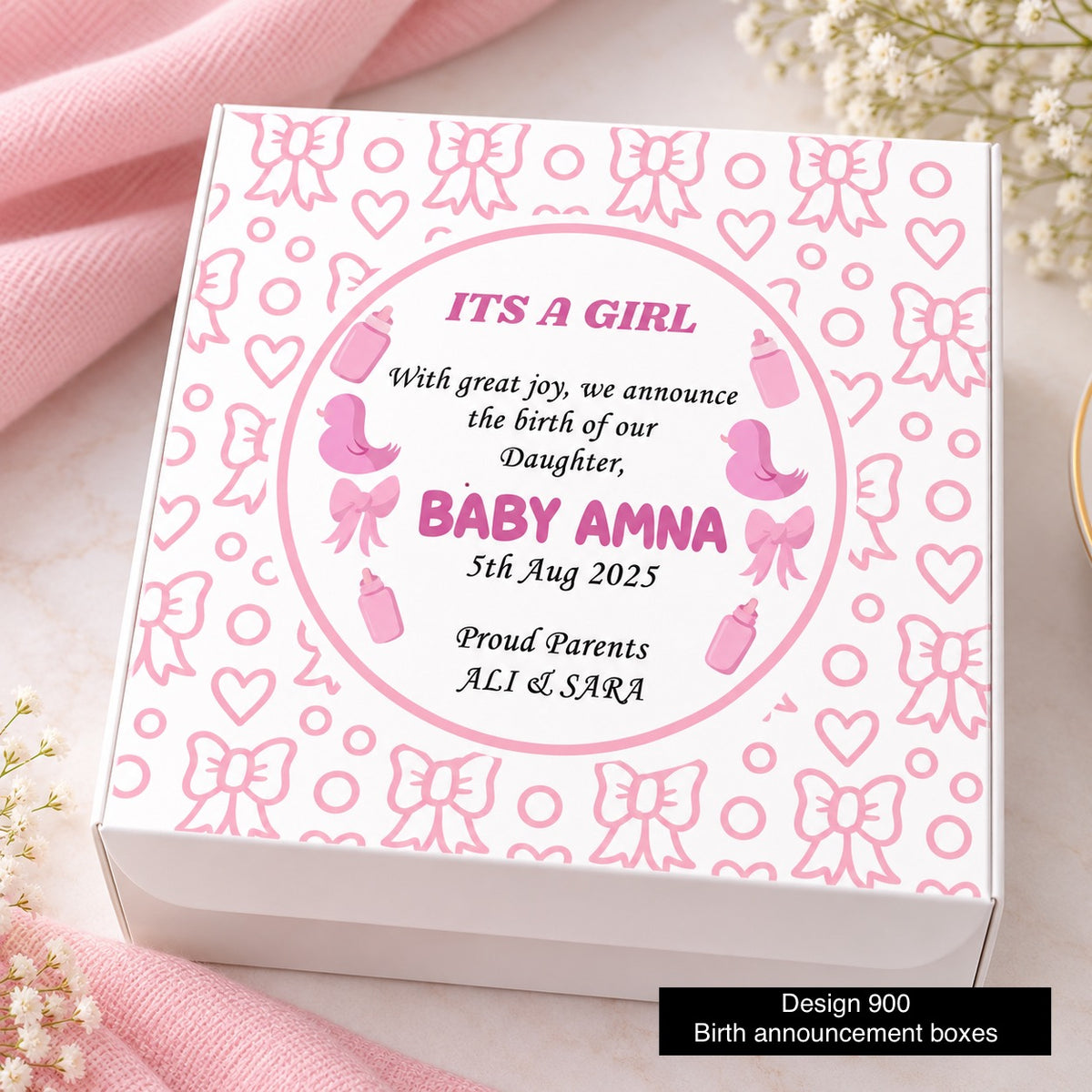 Baby boy Birth Announcement Box 900