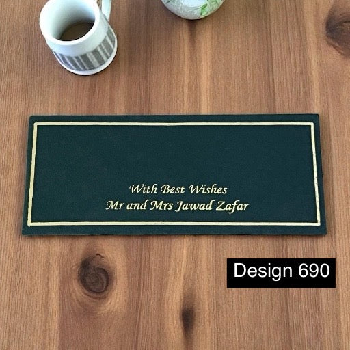 Dark green Envelope with golden foil design 690