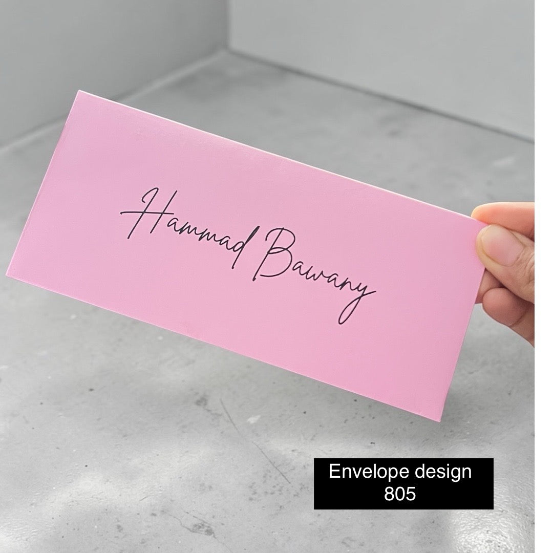 Baby pink Envelope with black name design 805