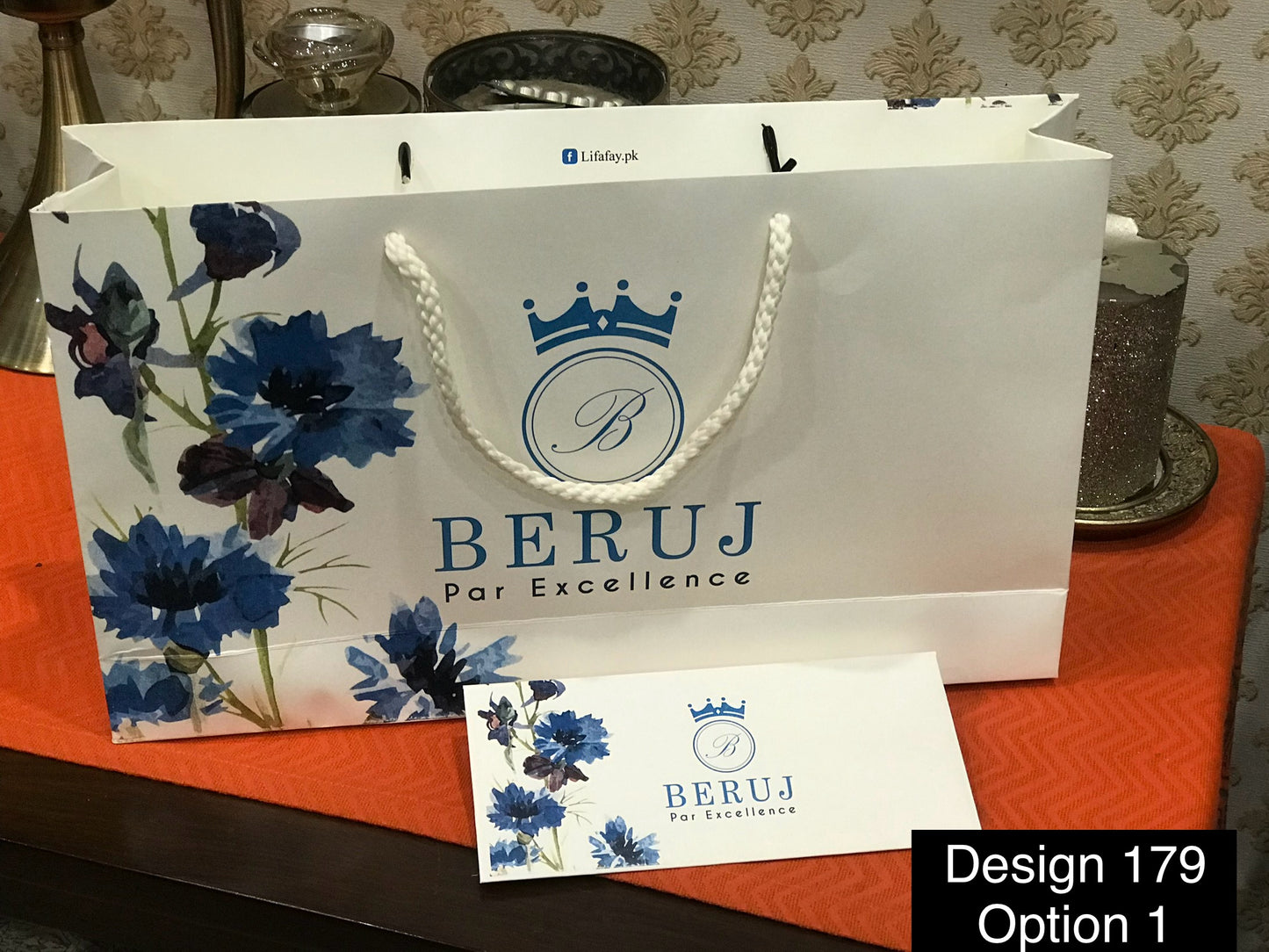 Blue flower Gift bag design 179.