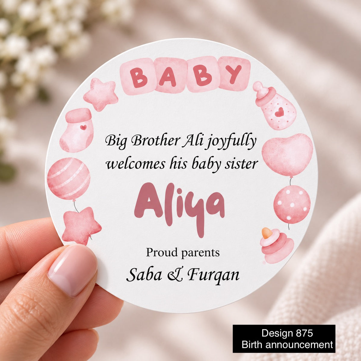 Birth Annoucement sticker / Cards Design 875