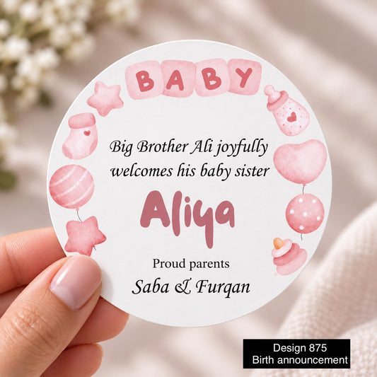 Birth Annoucement sticker / Cards Design 875