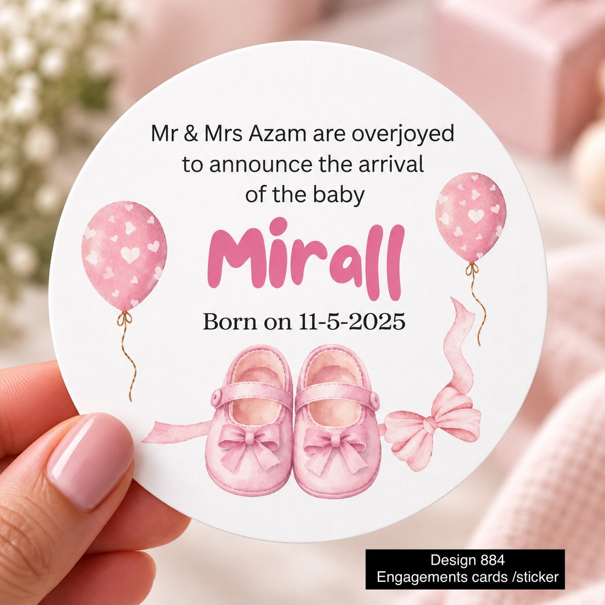 Birth Annoucement sticker / Card 884