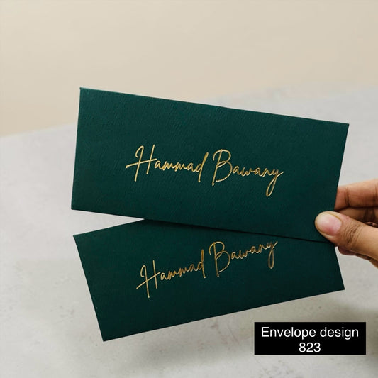 Green Envelope with big golden name design 823