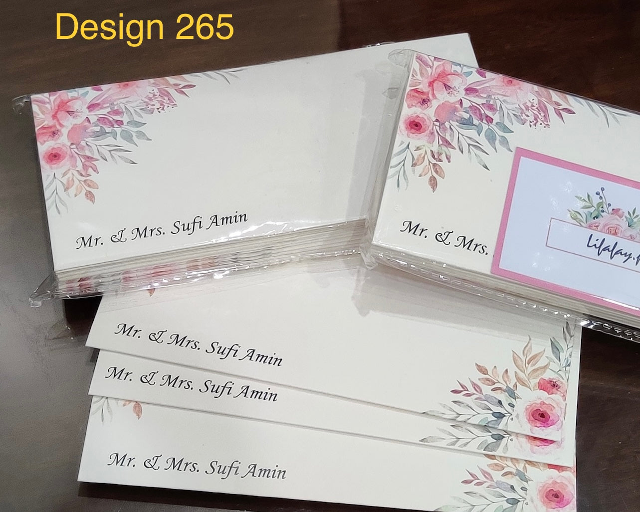 Pink and Peach Flower Name Printed Envelopes