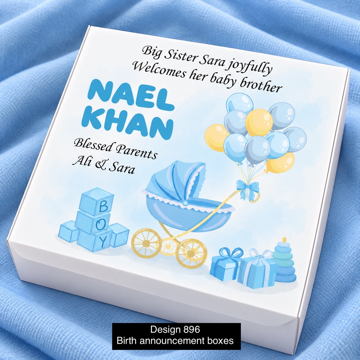 Baby boy Birth Announcement Box 896