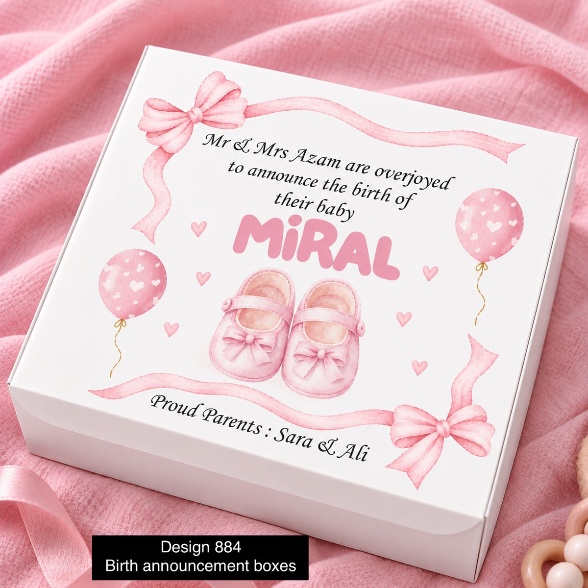 Baby Girl Birth Announcement Boxes design 884