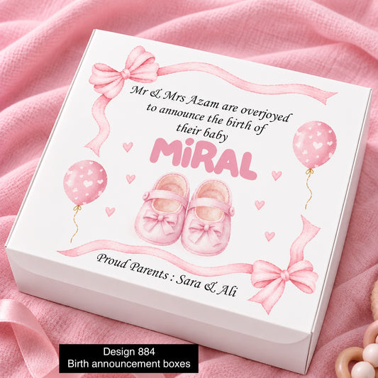 Baby Girl Birth Announcement Boxes design 884