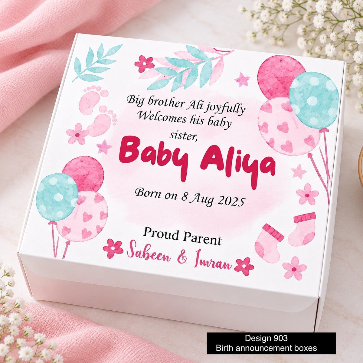 Baby boy Birth Announcement Box 903