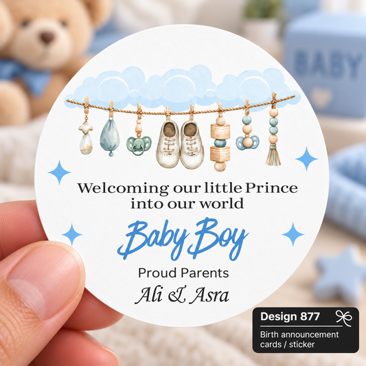 Birth Announcement sticker / Card 877