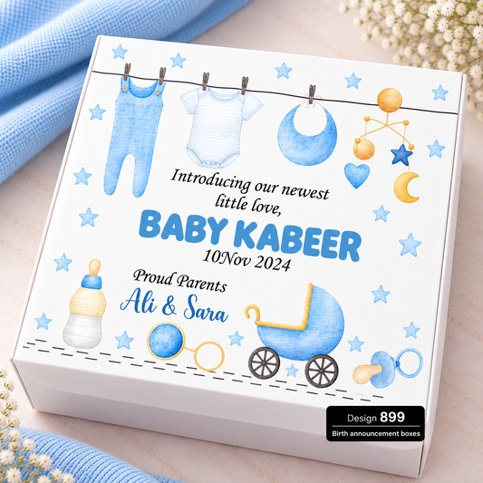 Baby boy Birth Announcement Box 899
