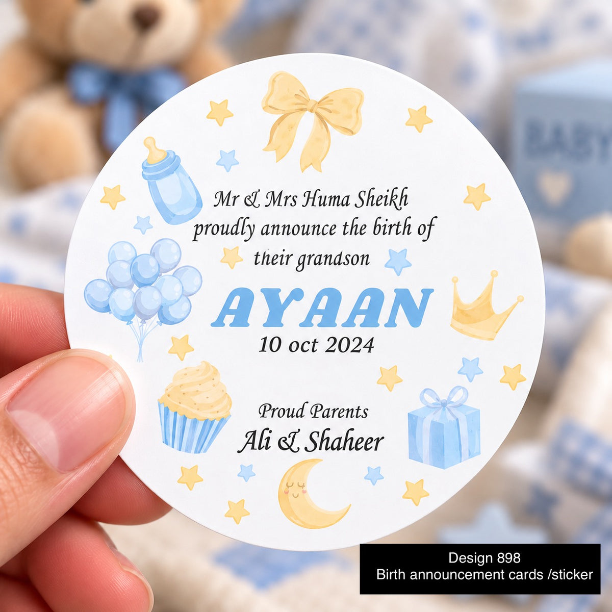 Birth Announcement sticker / Card 898