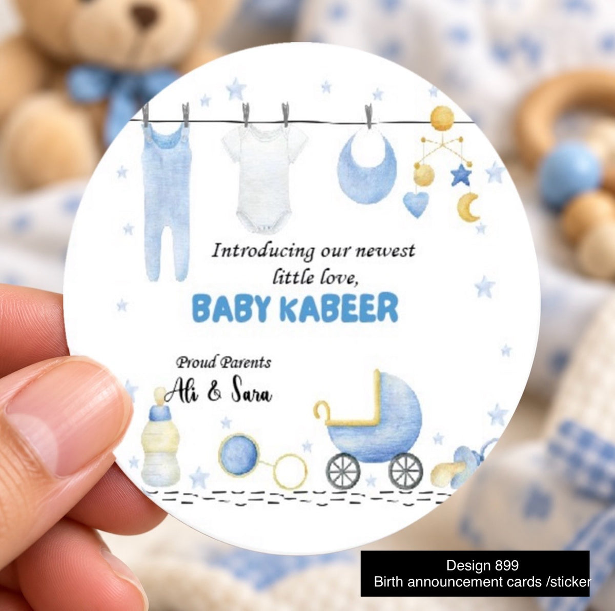 Birth Announcement sticker / Card 899