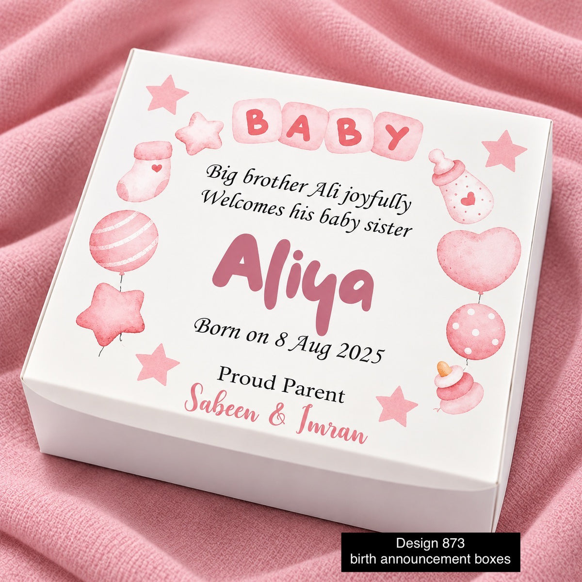 Baby Girl Birth Announcement Boxes 873