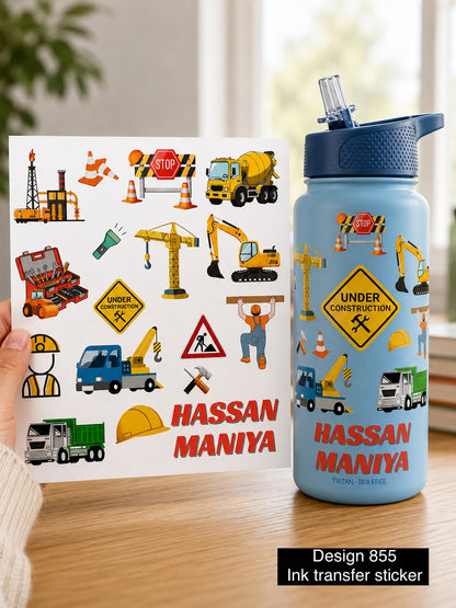 Construction theme ink Transfer Sticker 3D design 855
