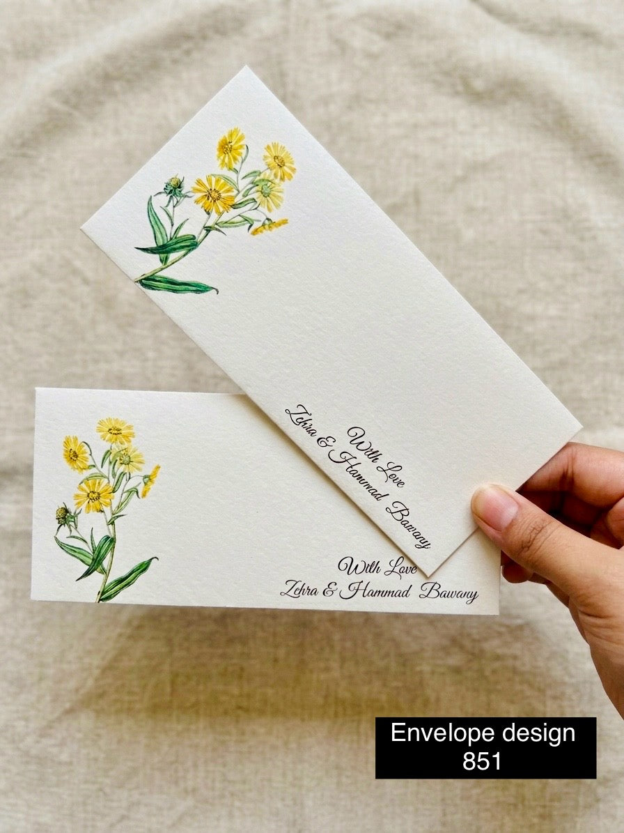 Floral Money Envelope Design 851– 7x3 Inch