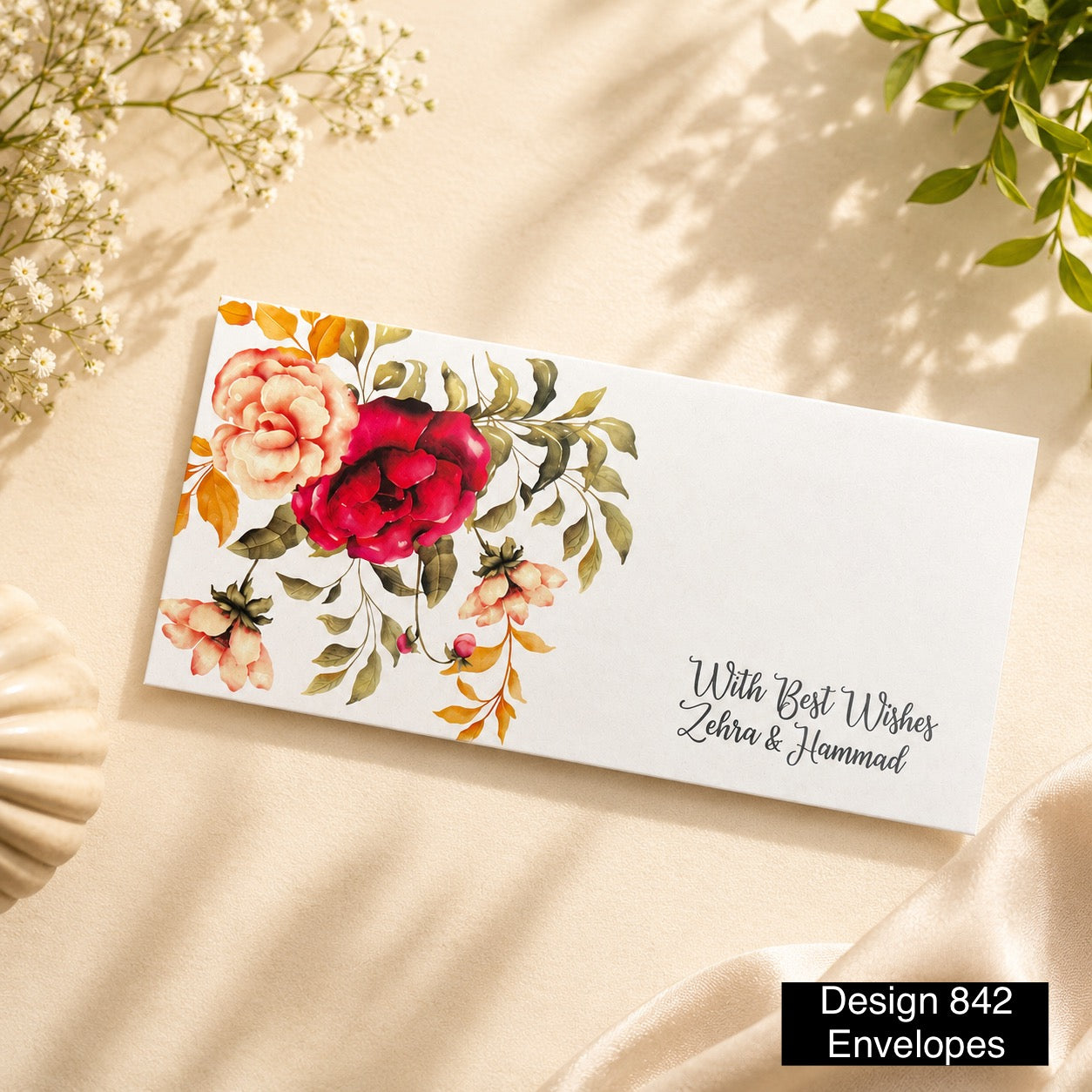 Floral Money Envelope Design 842  – 7x3 Inch