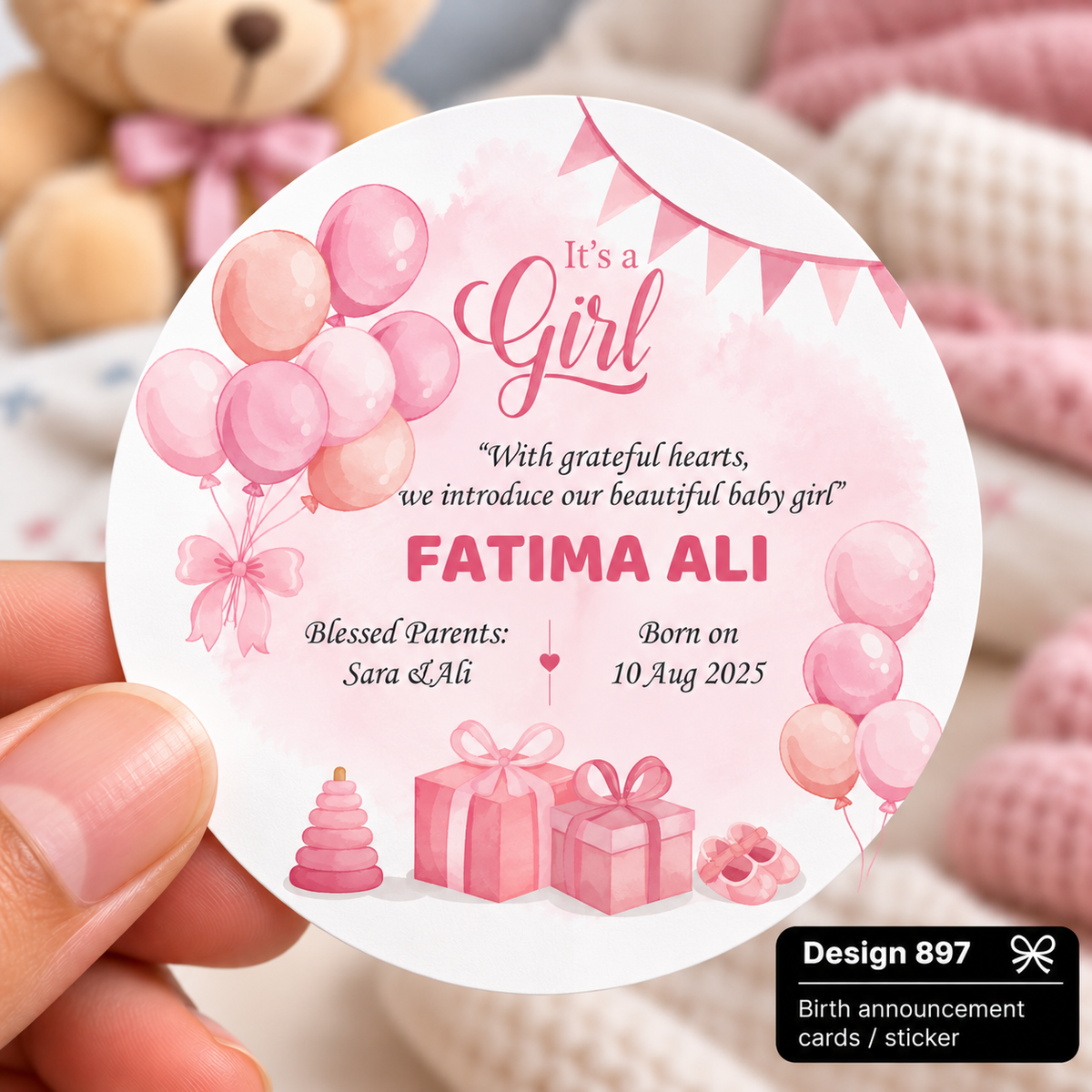 Birth Announcement sticker / Card 897