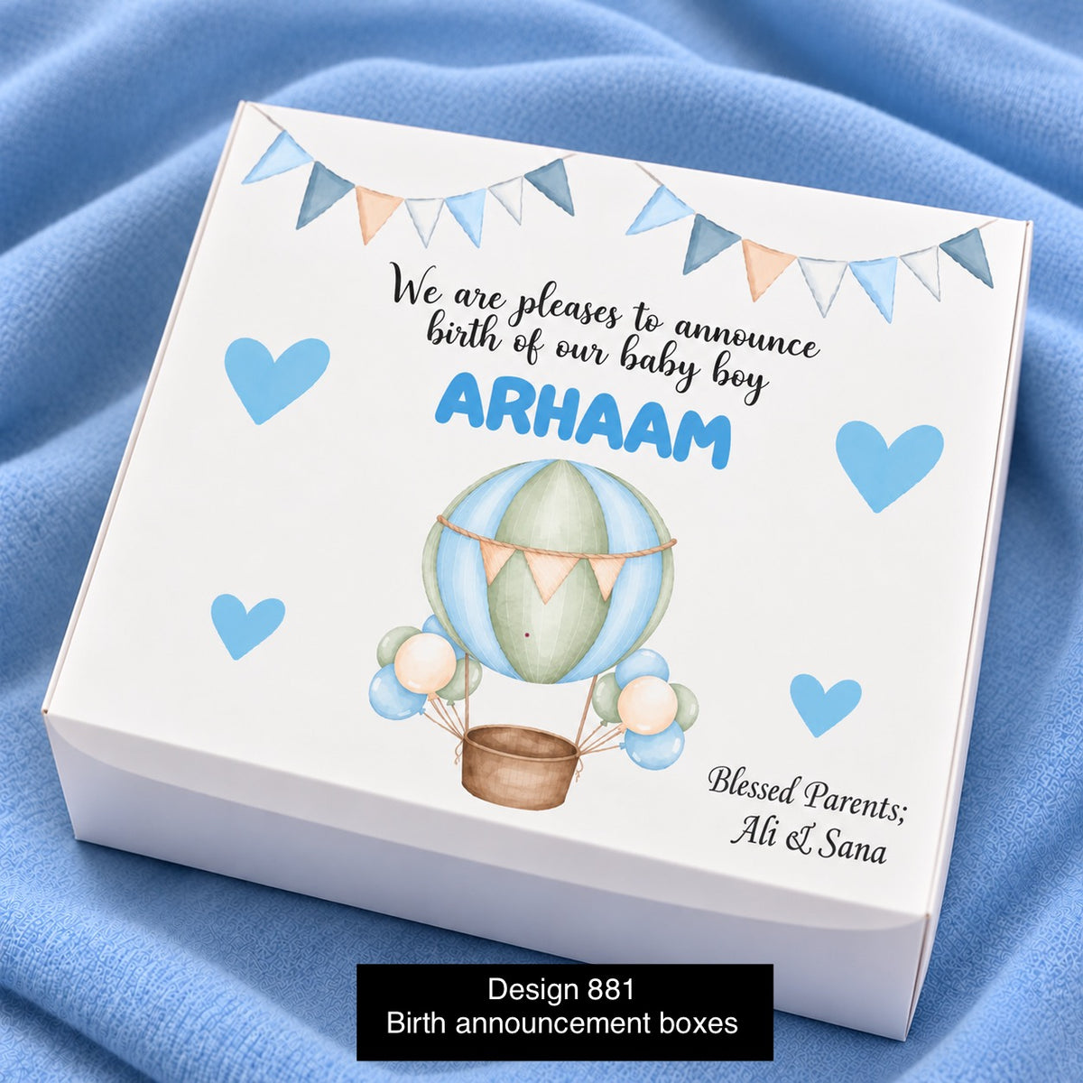 Baby boy Birth Announcement Boxes design 881