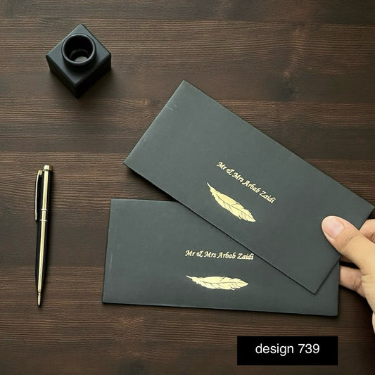 Black  Envelope with golden foil design 739