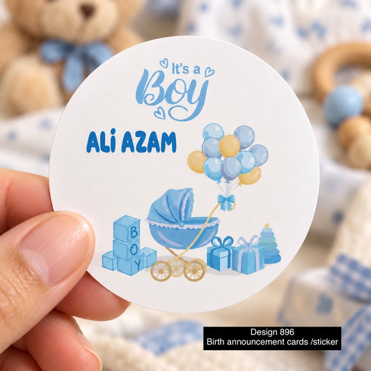 Birth Announcement sticker / Card 896