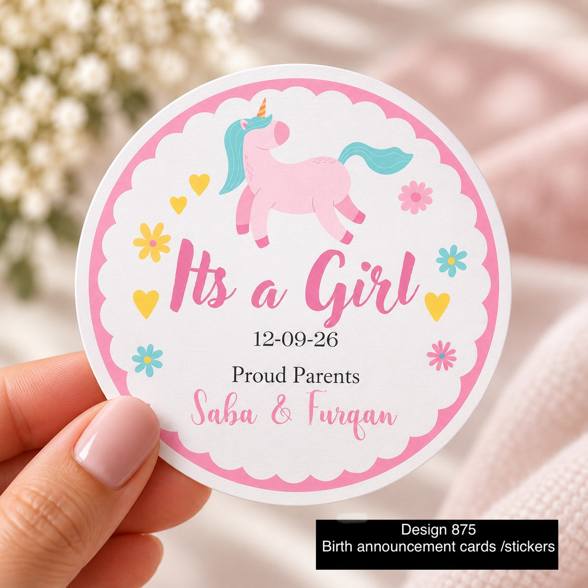 Birth Annoucement sticker / Card 875