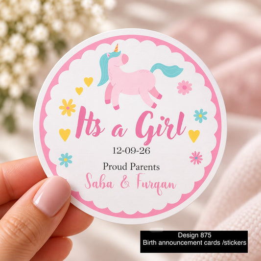 Birth Annoucement sticker / Card 875