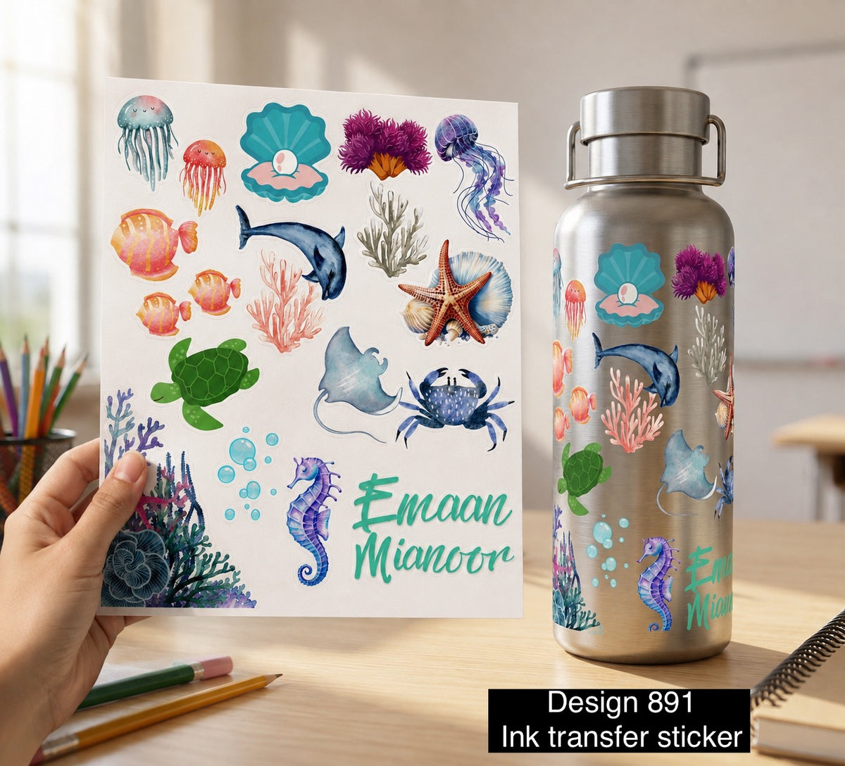 Under the sea theme Ink Transfer Sticker 3D design 891