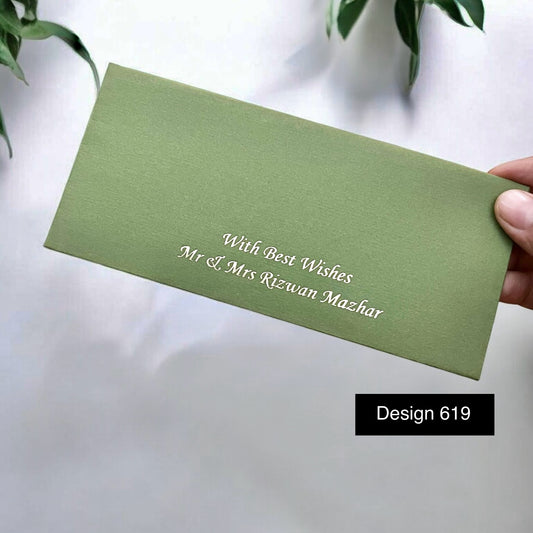 Olive green foil Envelope Design 619