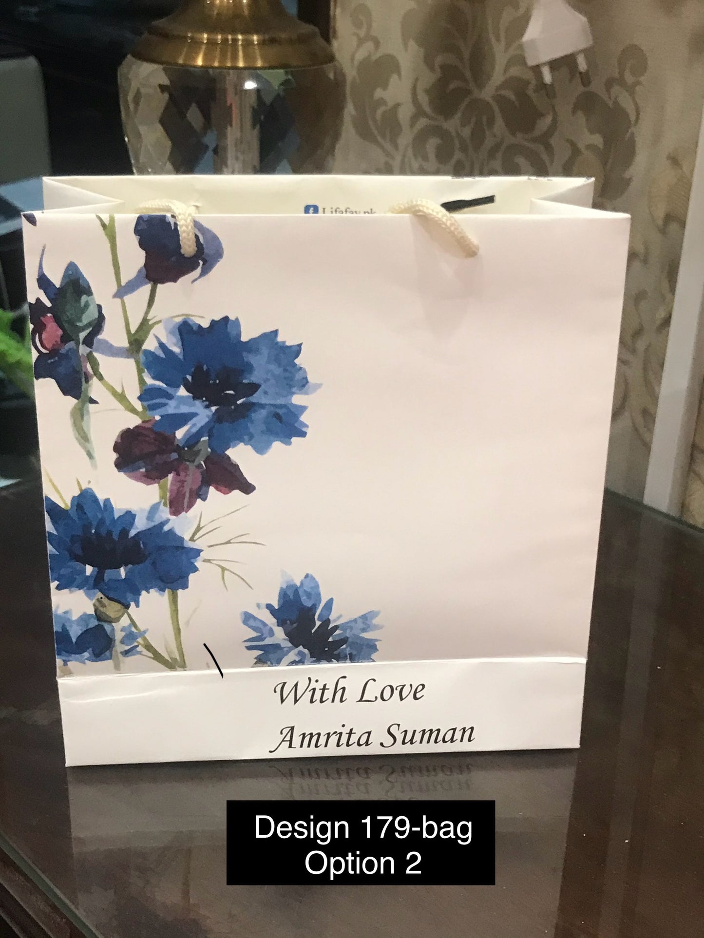 Blue flower Gift bag design 179