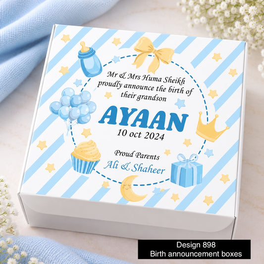 Baby boy Birth Announcement Box 898